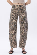 VERVET LEOPARD BARREL JEAN