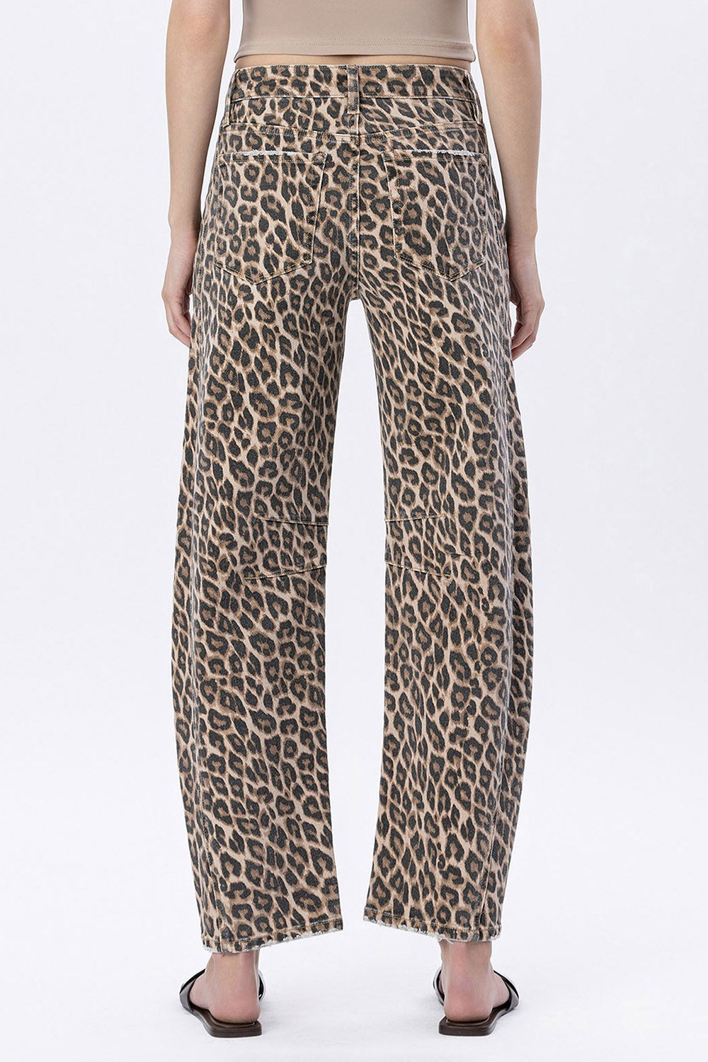 VERVET LEOPARD BARREL JEAN