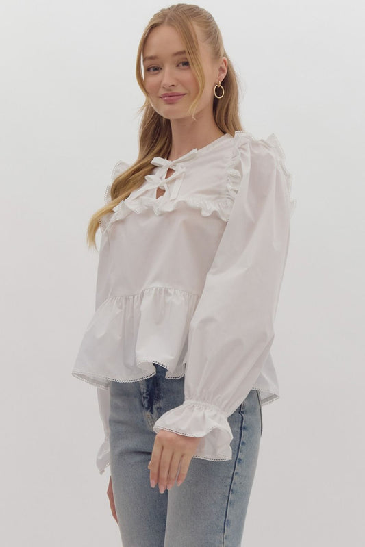 WHITE BOW SHIRT