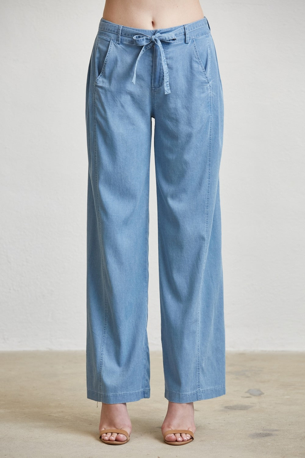 SIDE PLEAT DENIM PANTS