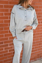 H. GREY W/ MOCHA PLAID WAISTBAND PANT