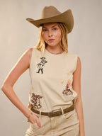 WOMEN WESTERN EMBROIDERED SLEEVELESS TOP