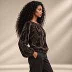 LINED BURNOUT VELVET BLOUSE