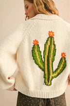 CACTUS SWEATER CARDIGAN BUTTON FRONT