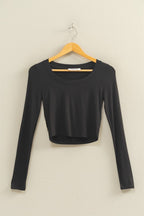 CROPPED SCOOP NECK LONG TEE