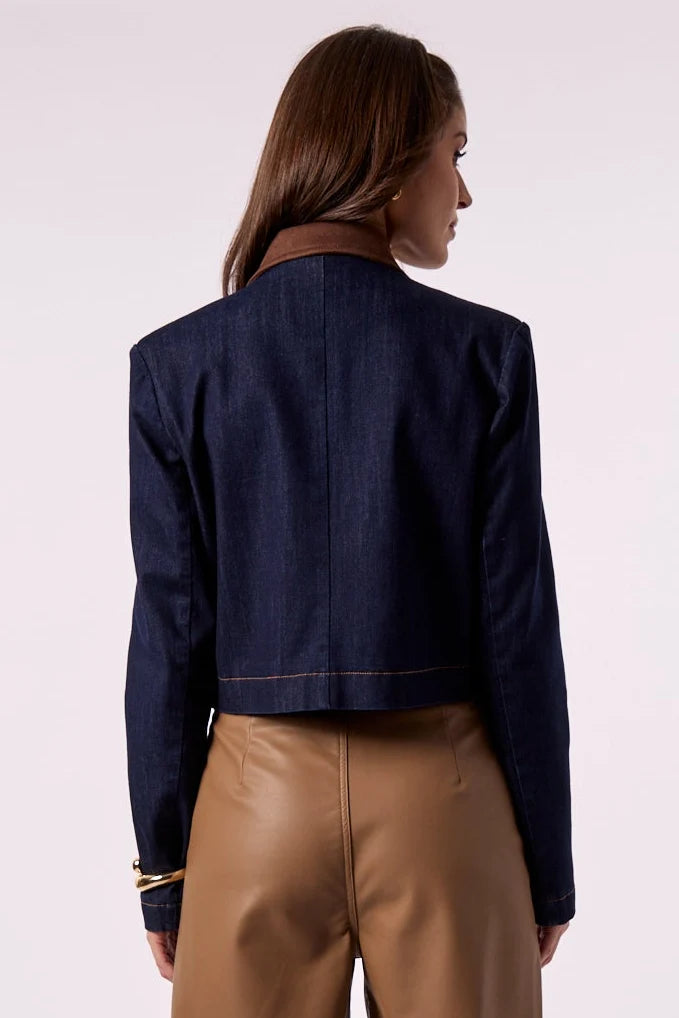 ANNABELLE CROPPED DENIM JACKET IN RINSE