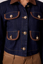 ANNABELLE CROPPED DENIM JACKET IN RINSE