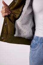 BAILEY BOMBER HOODIE JACKET IN OLIVE