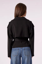 CHARLI CROPPED HOODIED BLAZER IN BLACK