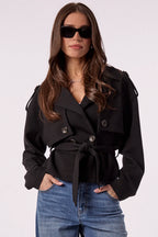 CHARLI CROPPED HOODIED BLAZER IN BLACK
