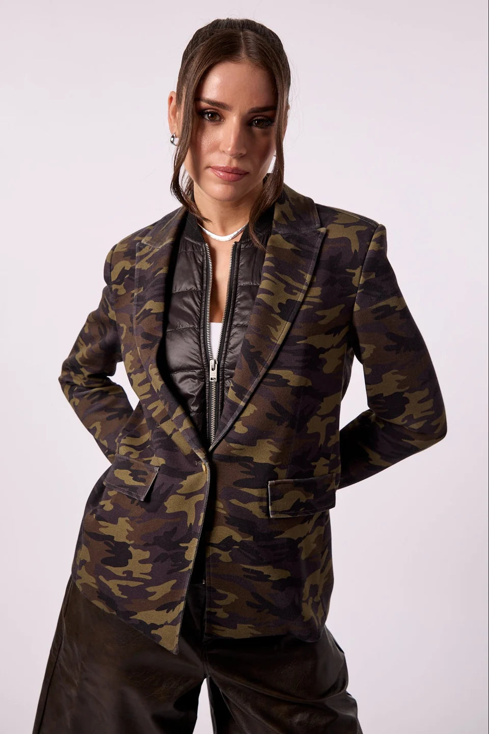 HELEN FIRESIDE BLAZER W/ PUFFER IN CAMO
