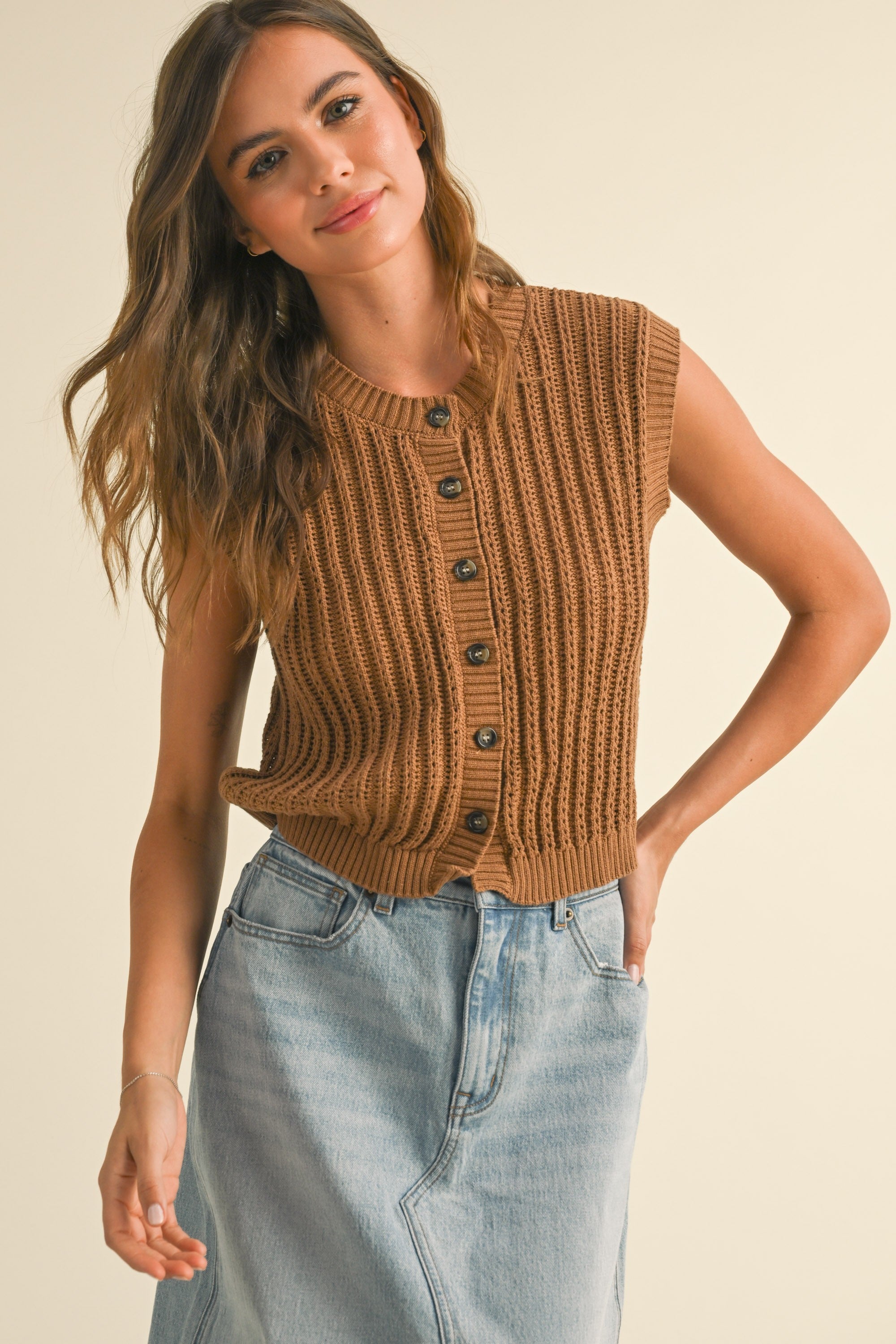 BUTTON DOWN CROCHET VEST