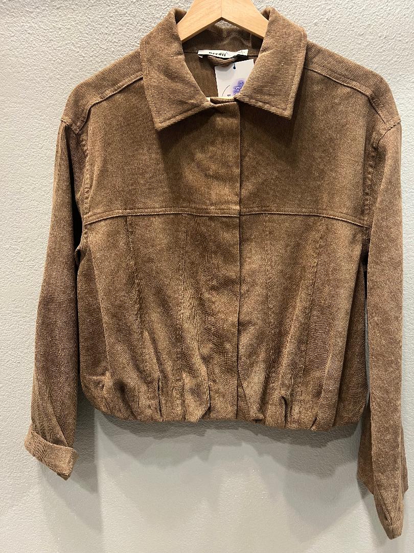 BROWN CORDUROY BUBBLE BUTTON DOWN