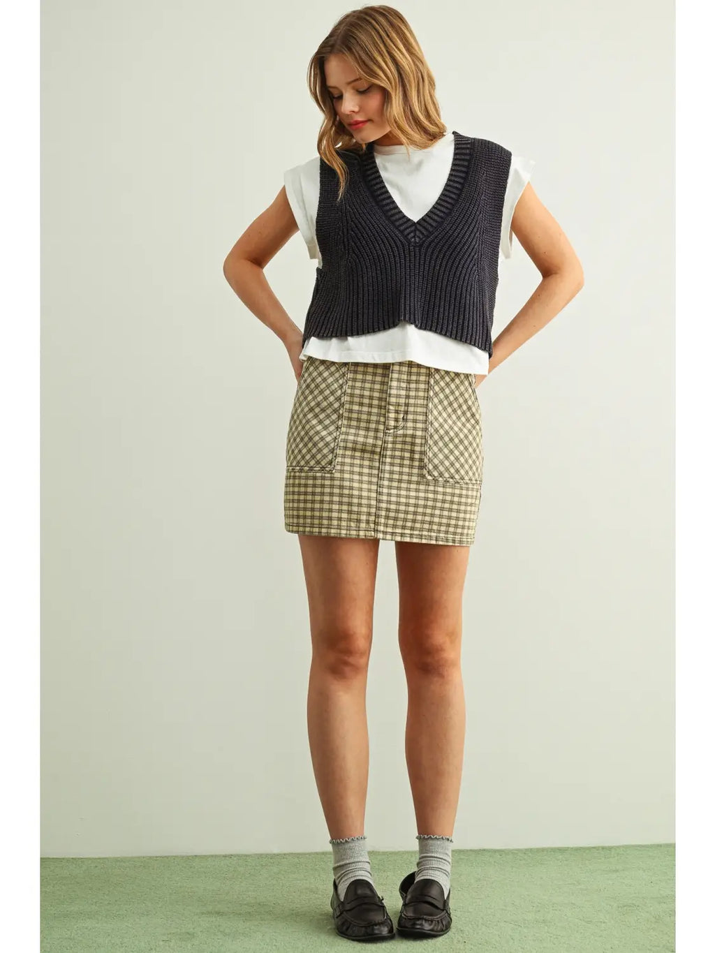 DOUBLE LAYERED SWEATER VEST NAVY