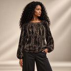 LINED BURNOUT VELVET BLOUSE
