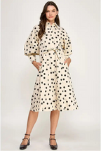 BIG PUFF LONG POPLIN DRESS (POLKA DOT)
