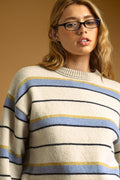 STONE BLUE STRIPED KNIT TOP