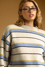 STONE BLUE STRIPED KNIT TOP