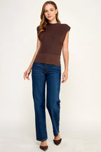 MOCK NECK POWER TOP COCOA