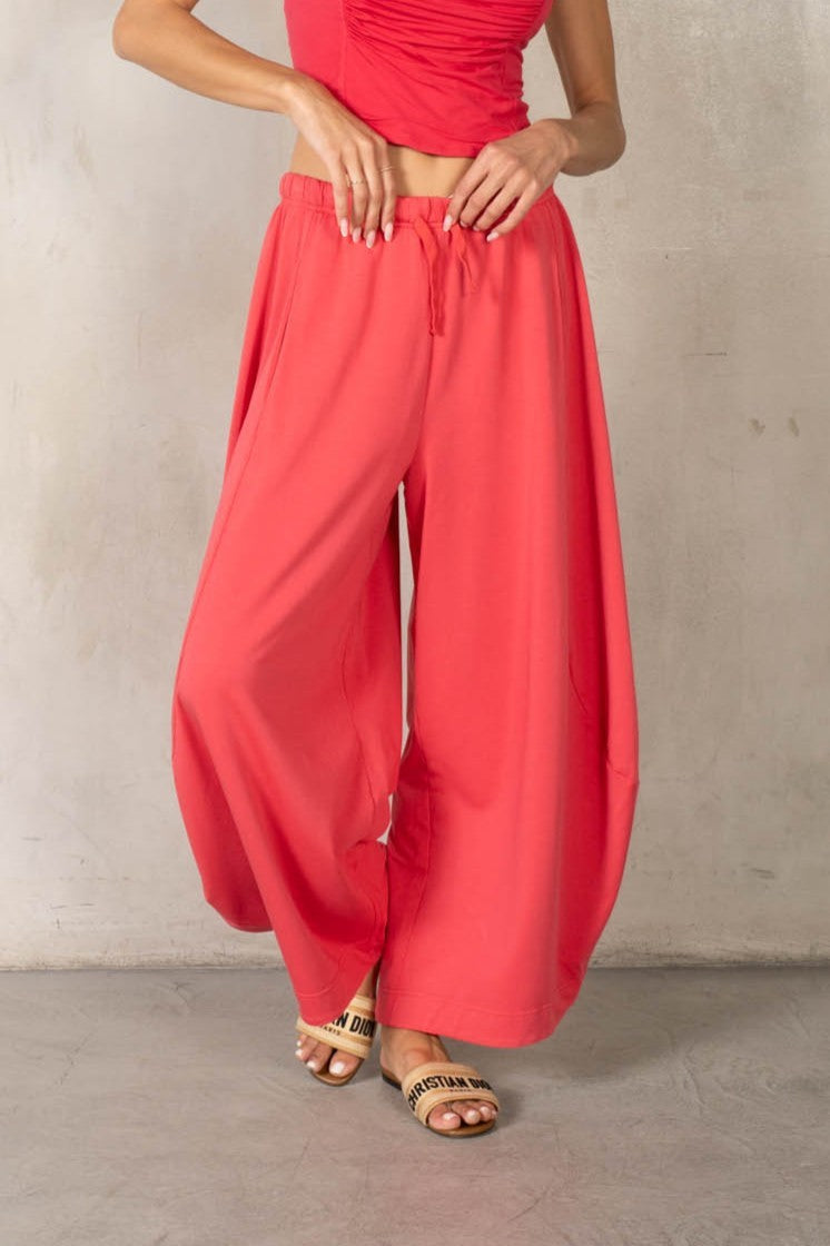 BERRY PINK COTTON BARREL SWEATPANTS