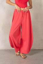 BERRY PINK COTTON BARREL SWEATPANTS