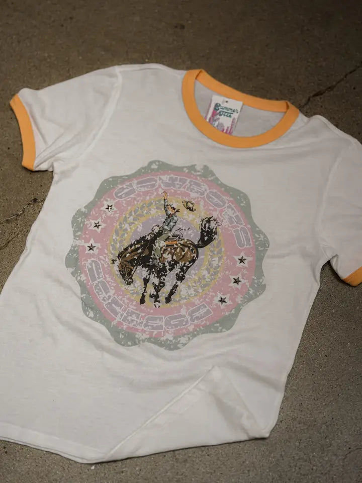 GINA COWBOY COLLEGE RINGER TEE