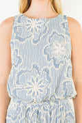 BLUE FLORAL EMBROIDERED TANK