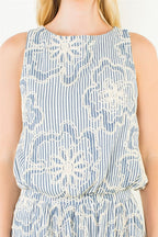 BLUE FLORAL EMBROIDERED TANK