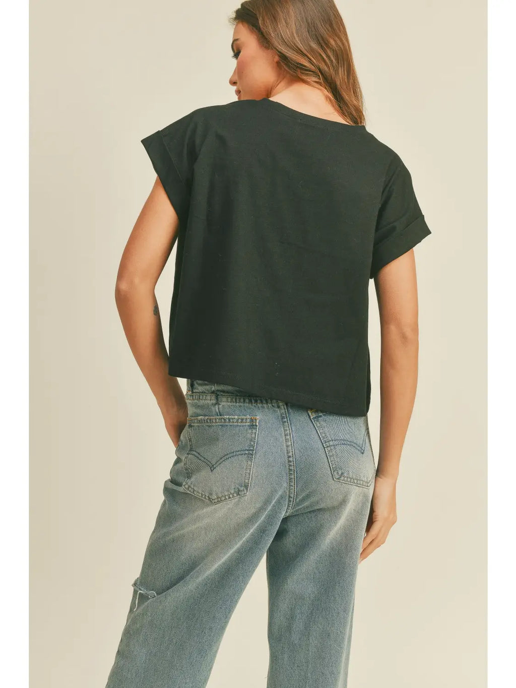 CUFFED SLEEVE TEE BLACK