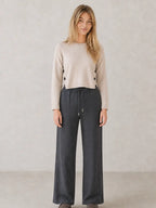 LIGHT GREY SIDE BUTTON SWEATER