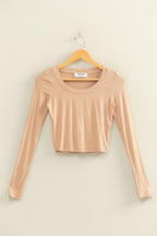 CROPPED SCOOP NECK LONG TEE