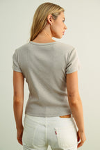 OATMEAL HEATHER SHORT SLEEVE TOP