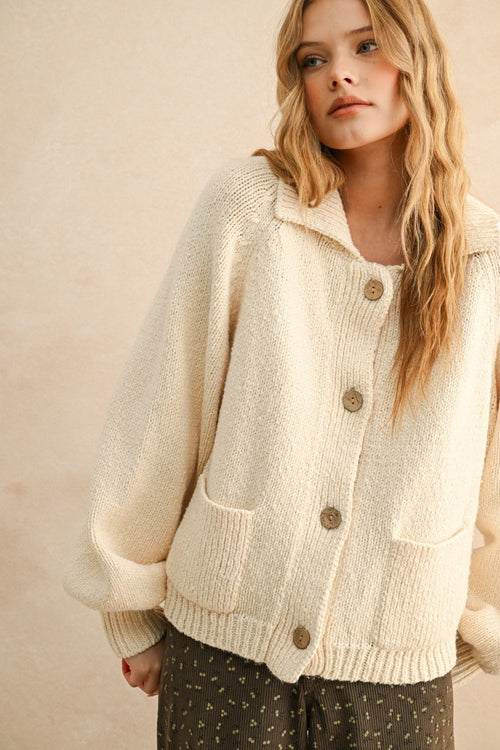 CACTUS SWEATER CARDIGAN BUTTON FRONT