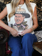 GINA DESIGNER COWBOY SLEEVELESS TEE