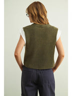 DOUBLE LAYERED SWEATER VEST OLIVE