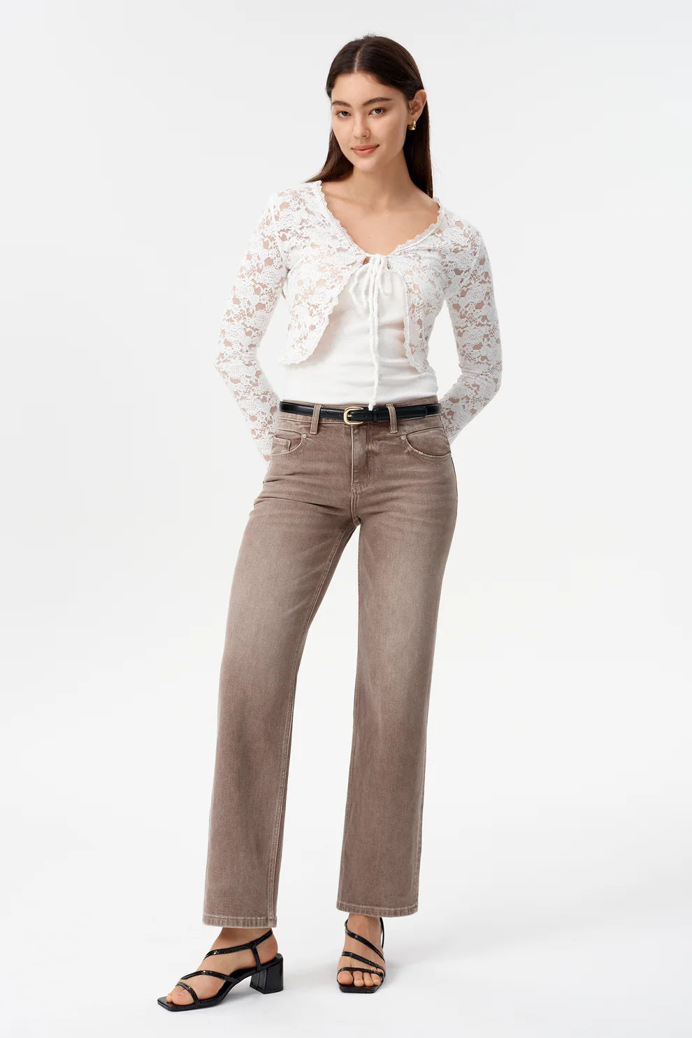 BAYEAS BRIAR MID RISE STRAIGHT LEG JEAN (COFFEE)