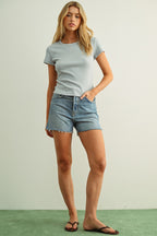 OATMEAL HEATHER SHORT SLEEVE TOP