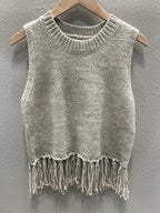 SWEATER VEST W/ FRINGE BOTTOM