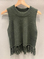 SWEATER VEST W/ FRINGE BOTTOM