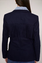 HELEN FRINGE BLAZER IN MIDNIGHT NAVY