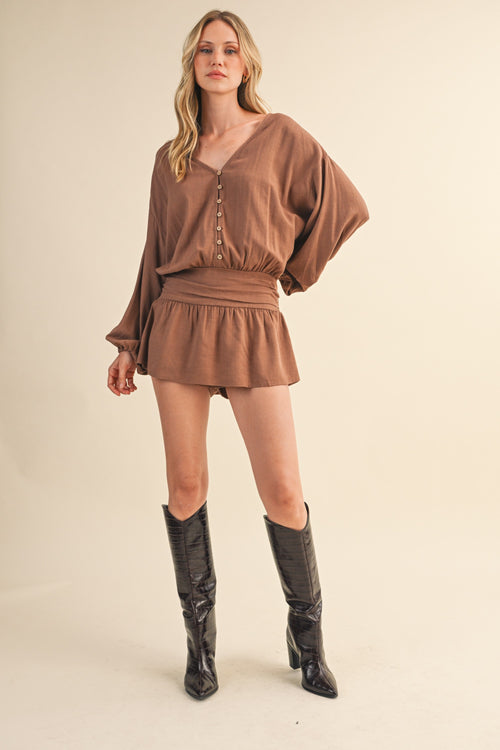 LINEN WAIST ROMPER