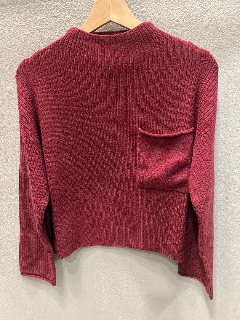 BURGUNDY MOCK NECK LS SWEATER