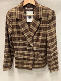 FALL BROWN PLAID BLAZER W/ SHOULDER PADS