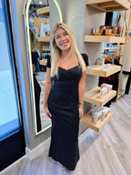 SATIN BLACK AND WHITE DRESS