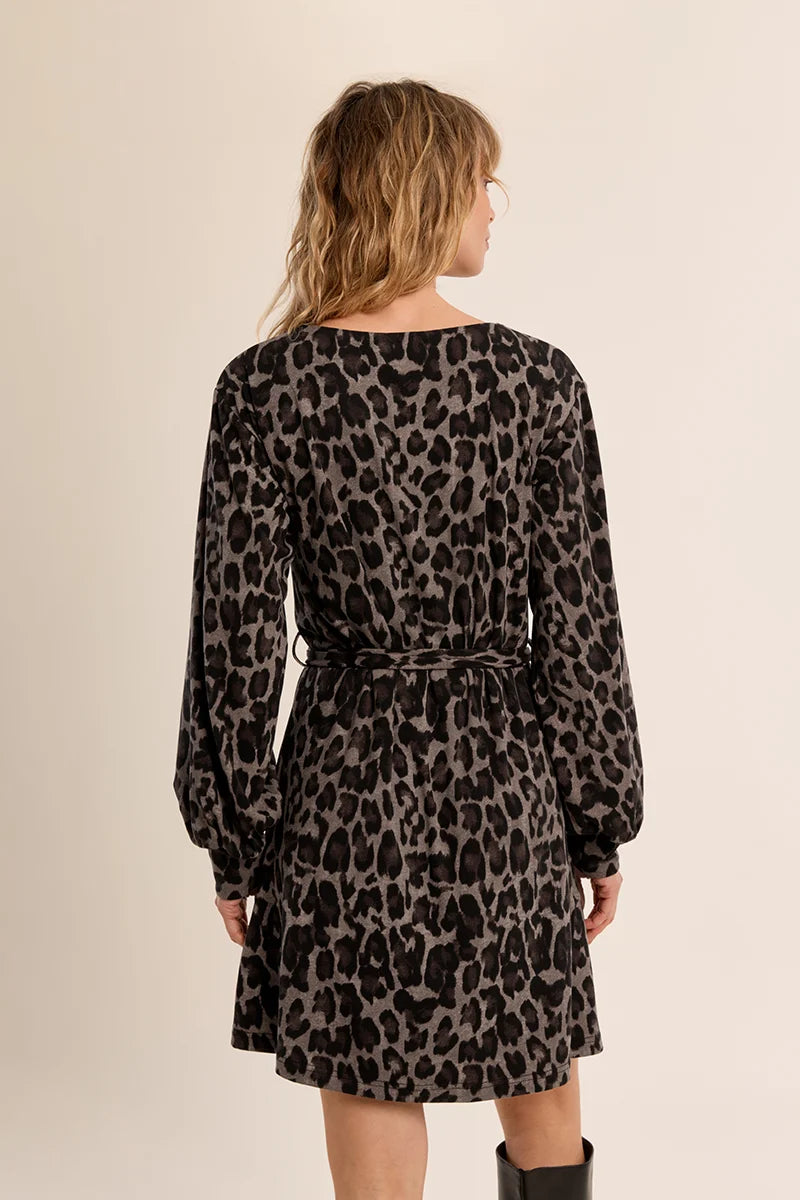 DARK GREY LEOPARD PRINT DRESS