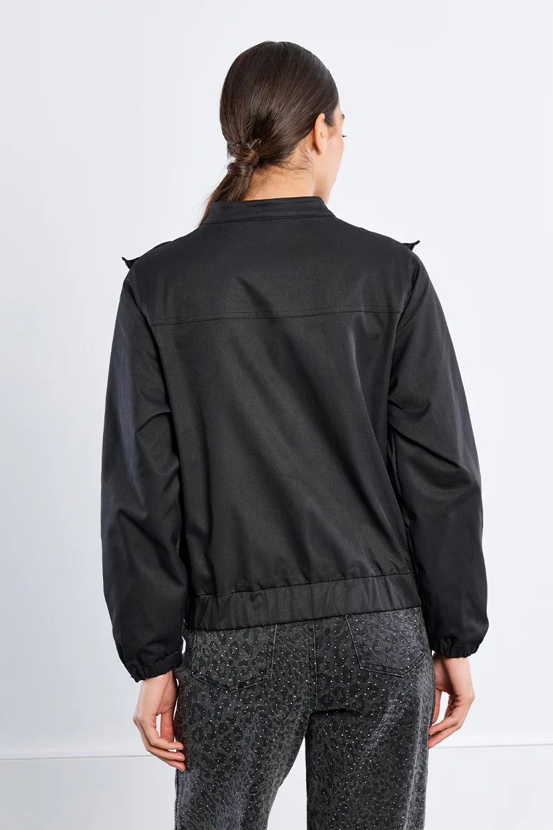 BLACK SPORTY RUFFLE JACKET