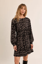 DARK GREY LEOPARD PRINT DRESS