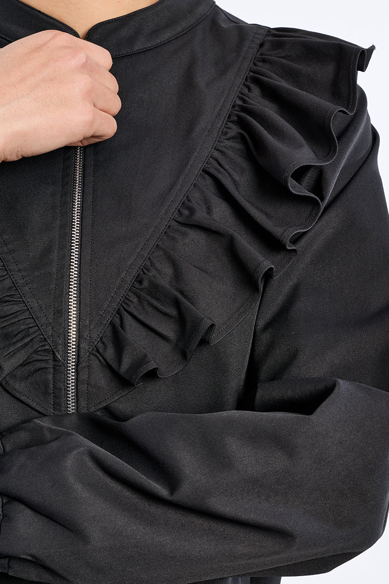 BLACK SPORTY RUFFLE JACKET