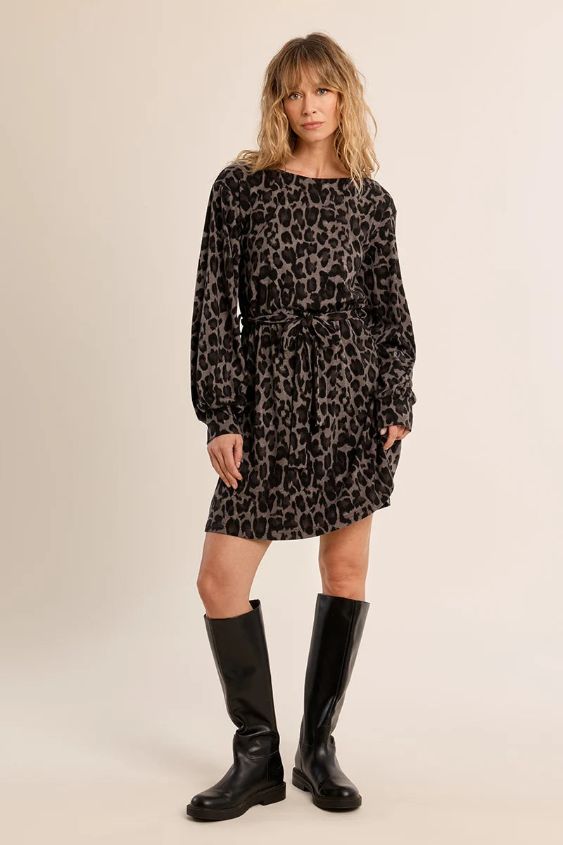 DARK GREY LEOPARD PRINT DRESS