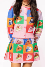 RAINBOW COLORBLOCK PIECE OF PIE BUTTON UP
